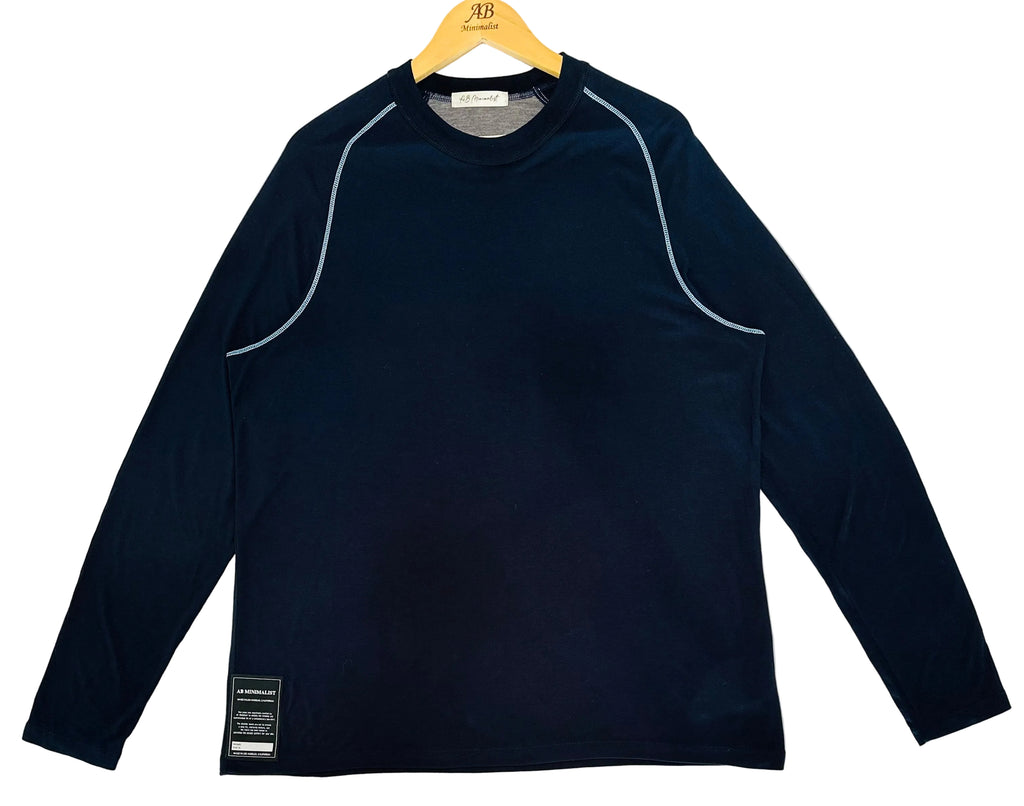 Long Sleeves Navy Blue Knit 