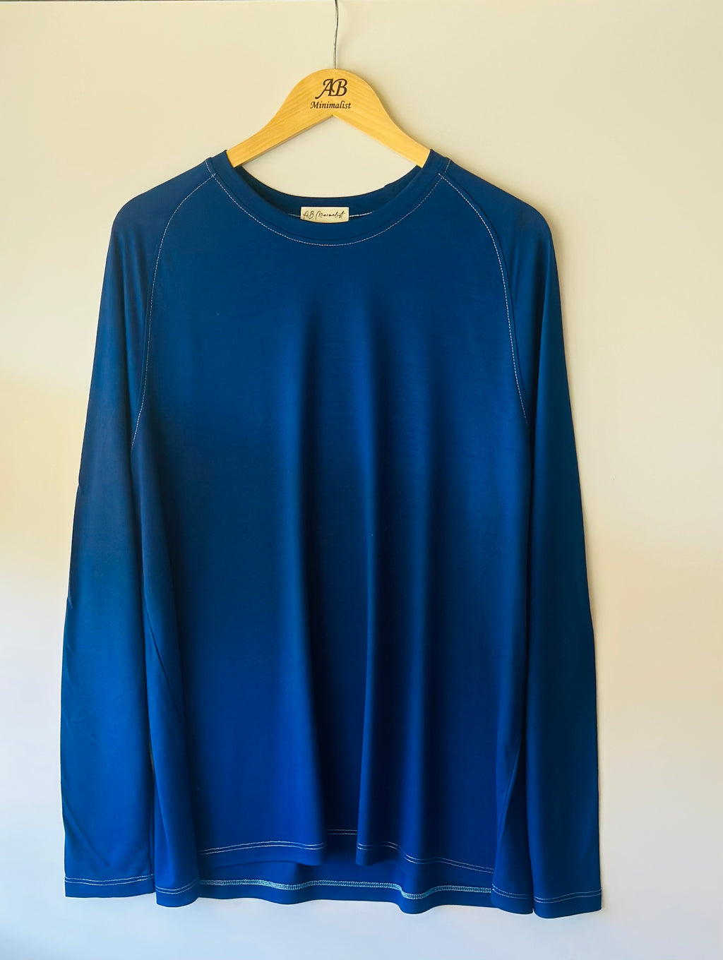 Long Sleeves Knit Blue 100% Silk
